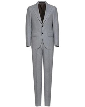 D4.0 Pinstriped Wool-Blend Suit - Gray