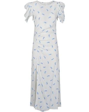 Mar De Margaritas Puff-Sleeve Printed Maxi Dress - White