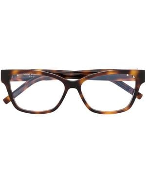 Saint Laurent トータスシェル スクエア眼鏡フレーム - ブラウン