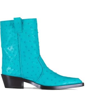 KHAITE Ostrich Short Boots - Blue