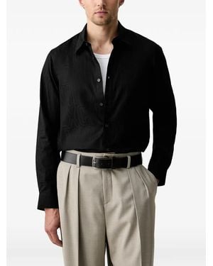 ARMANI EXCHANGE Logo-Jacquard Long-Sleeved Shirt - Black
