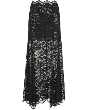 Rabanne Long Flared Lace Skirt - Black