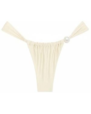 Montce Pearl-Embellished Gathered Bikini Bottoms - White