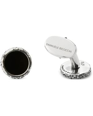 Emanuele Bicocchi Onyx Arabesque Cufflinks - White