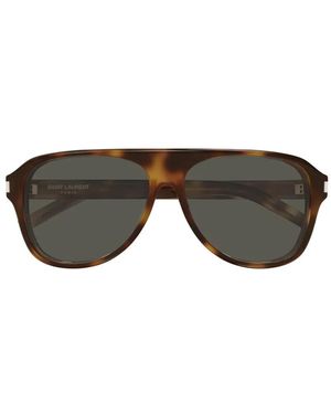 Saint Laurent Tortoiseshell-Effect Pilot-Frame Sunglasses - Black