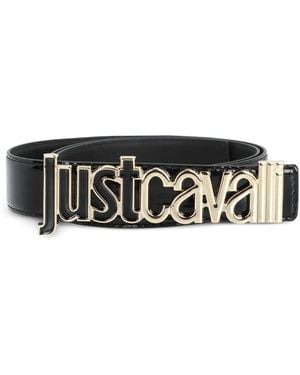Just Cavalli ロゴバックル レザーベルト - ホワイト