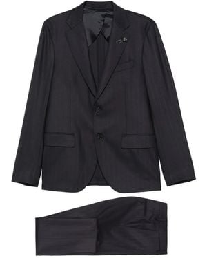 Lardini Pinstripe Cotton Suit - Black