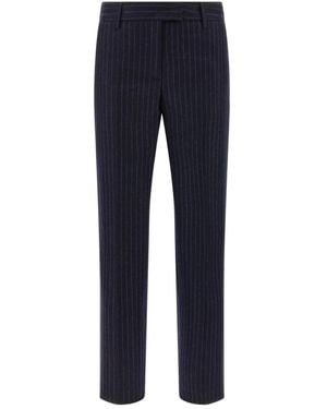 Alberto Biani Franca Pinstripe Wool Pants - Blue