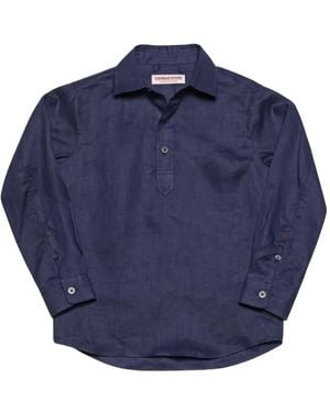 Orlebar Brown Rhys Linen Polo Shirt - Blue