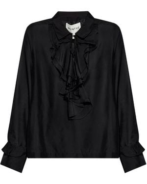 Munthe Ruffled-Cuff Blouse - Black