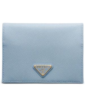 Prada Saffiano-Leather Passport Holder - Blue