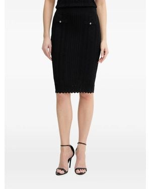 Fracomina Buttoned Scalloped Midi Skirt - Black