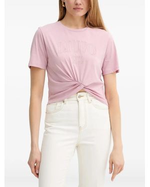Liu Jo T-Shirt Met Borduurwerk En Gedraaid Detail - Roze