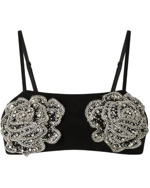 Pinko Bra With Embroidered Jewel Rose - Black