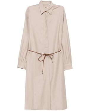 Herno Vestido Camisero Midi Con Cinturón - Blanco