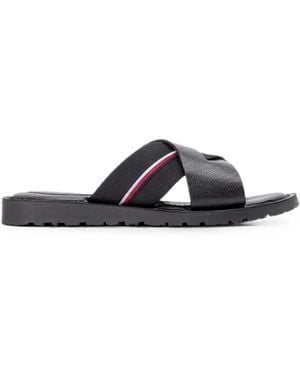 Tommy Hilfiger Criss-Cross Leather Sandals - White