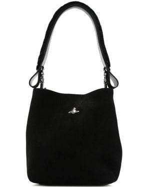Vivienne Westwood Orb-Plaque Leather Bucket Bag - Black