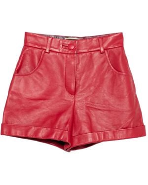 MITILIANE COUTURE Button Leather Shorts - Red