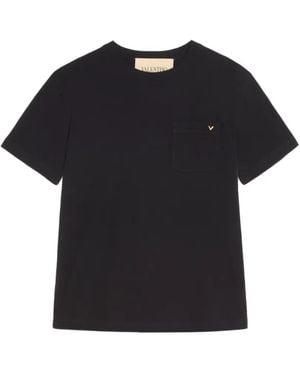 Valentino Garavani Cotton T-Shirt With Vgold - Black