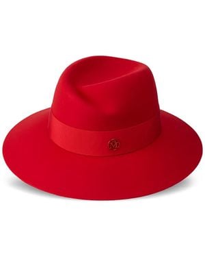 Maison Michel Virginie Ribbon-Detailed Fedora Hat - Red