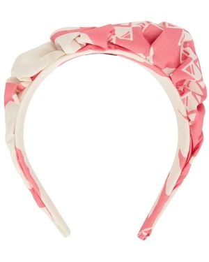 Red(V) Gathered-Printed Hairband - Pink