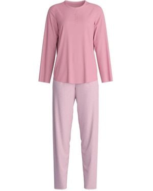CALIDA Henley-Neck Striped-Pattern Pyjama - Pink
