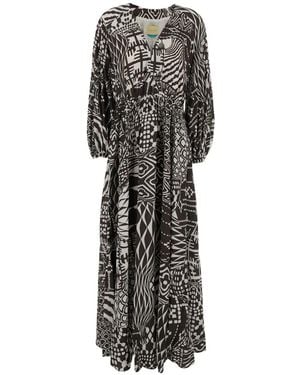 Momoní Robe Longue À Motif Géométrique - Brown