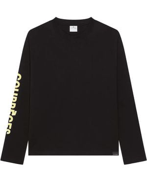Courreges T-Shirt A Maniche Lunghe Con Logo - Nero