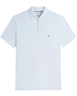 Tommy Hilfiger Zip-Fastening Logo-Patch Polo Shirt - Blue
