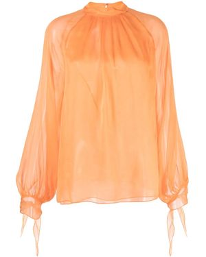 Roberto Cavalli Semi-Sheer Silk Blouse - Orange