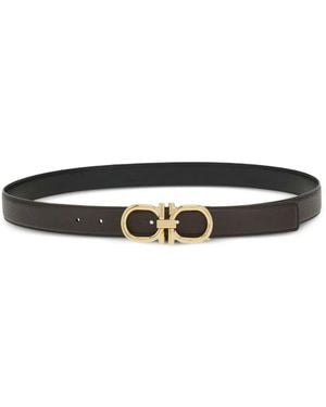 Ferragamo Gancini-Buckle Reversible Belt - White