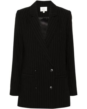 Gestuz Joellegz Pinstripe Double-Breasted Blazer - Black