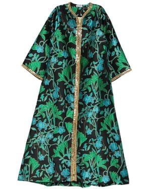 Baruni Abito Lungo Aziza A Fiori Jacquard - Verde
