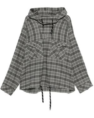 Martine Rose Check-Pattern Hoodie - Gray