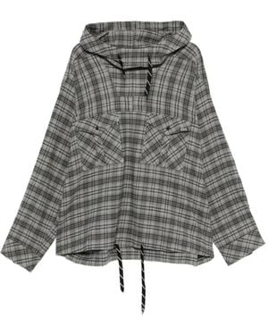 Martine Rose Check-Pattern Hoodie - Grey