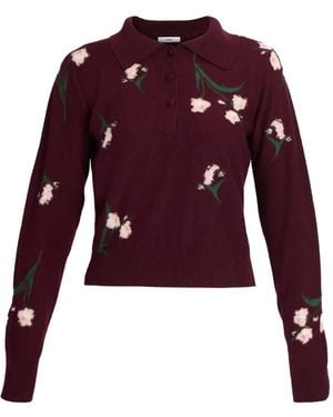 Erdem Floral-Knit Polo Shirt - Red