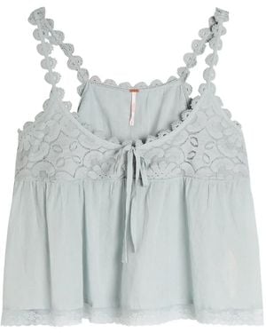 Free People Lace Tie Tank - Blue