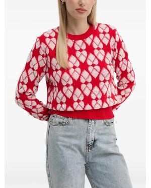 Benetton Heart Pattern Sweater - Red