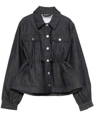 Cecilie Bahnsen Drawstring Floral-Button Jacket - Black