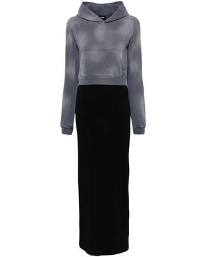 we11done Kapuzenkleid im Layering-Look - Grau