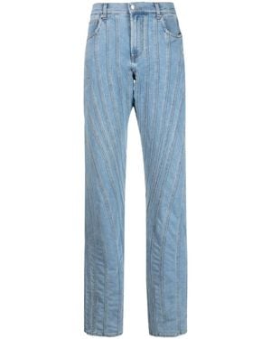 Mugler Spiral Straight-Leg Boyfriend Jeans - Blue