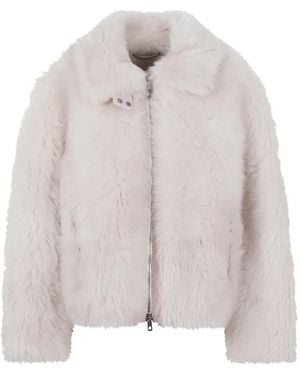 DESA NINETEENSEVENTYTWO Shearling Zip-Up Jacket - Natural