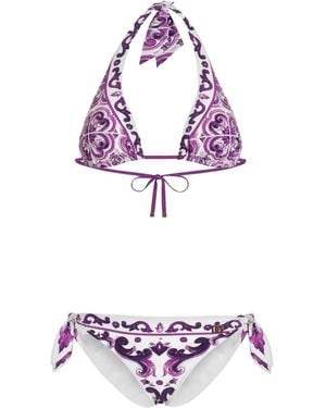 Dolce & Gabbana Bikini con estampado Mayólica - Morado