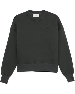 Ami Paris Felpa Con Logo Goffrato - Nero