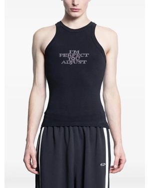 Vetements Embellished-Letter Tank Top - Blue