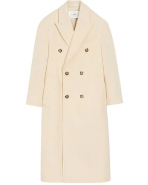 Ami Paris Double-Breasted Coat - Natural