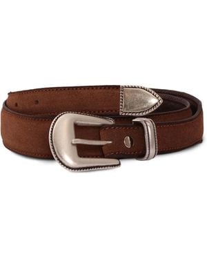 Alberto Luti Stud-Embellished Leather Belt - Brown