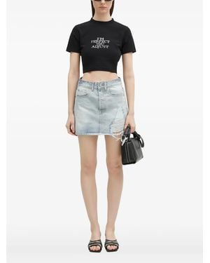Vetements Rhinestone-Embellished Cropped T-Shirt - Black