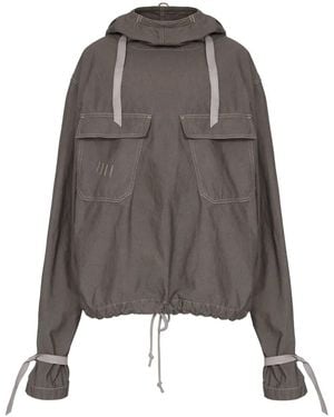 Maison Margiela Hooded Drawstring-Waist Denim Jacket - Grey