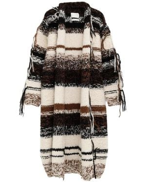 Lauren Manoogian Fringe-Trimmed Striped Coat - White